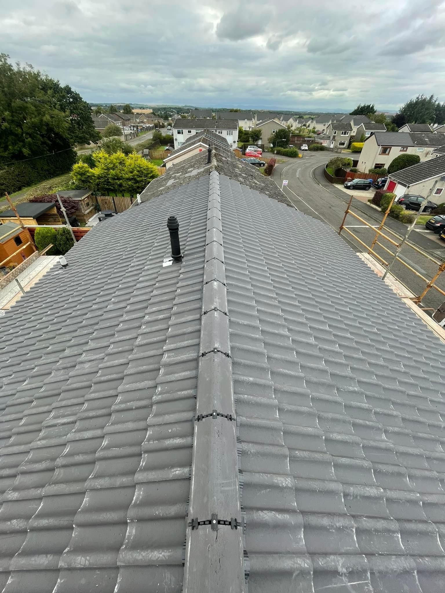 Aerial view of completed roof